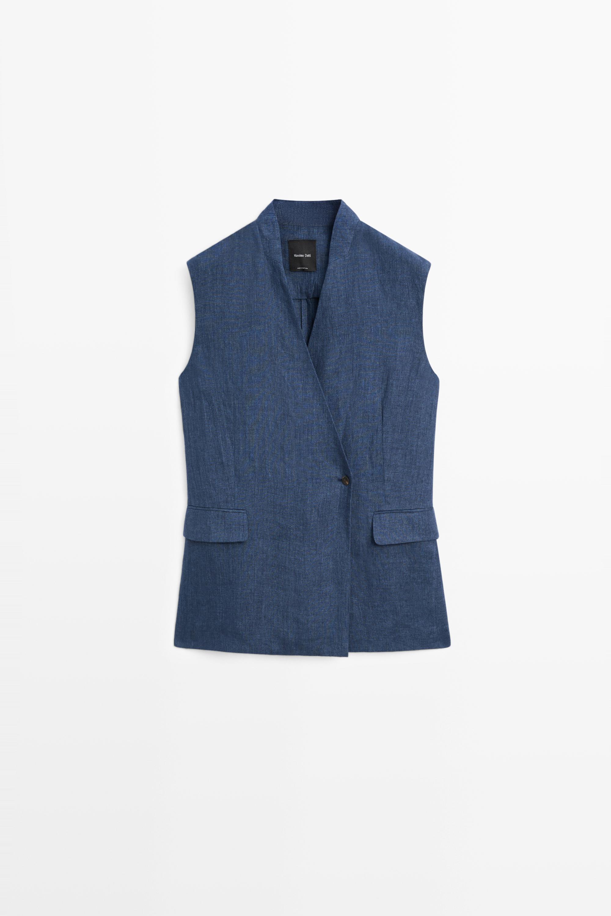 Linen crossover total look vest